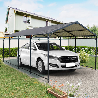 12*21 FT Carport, Heavy Duty Carport with Galvanized Steel Roof and Frame, Metal Carport Large Garage for Cars, Trucks, Boats & Tractors
