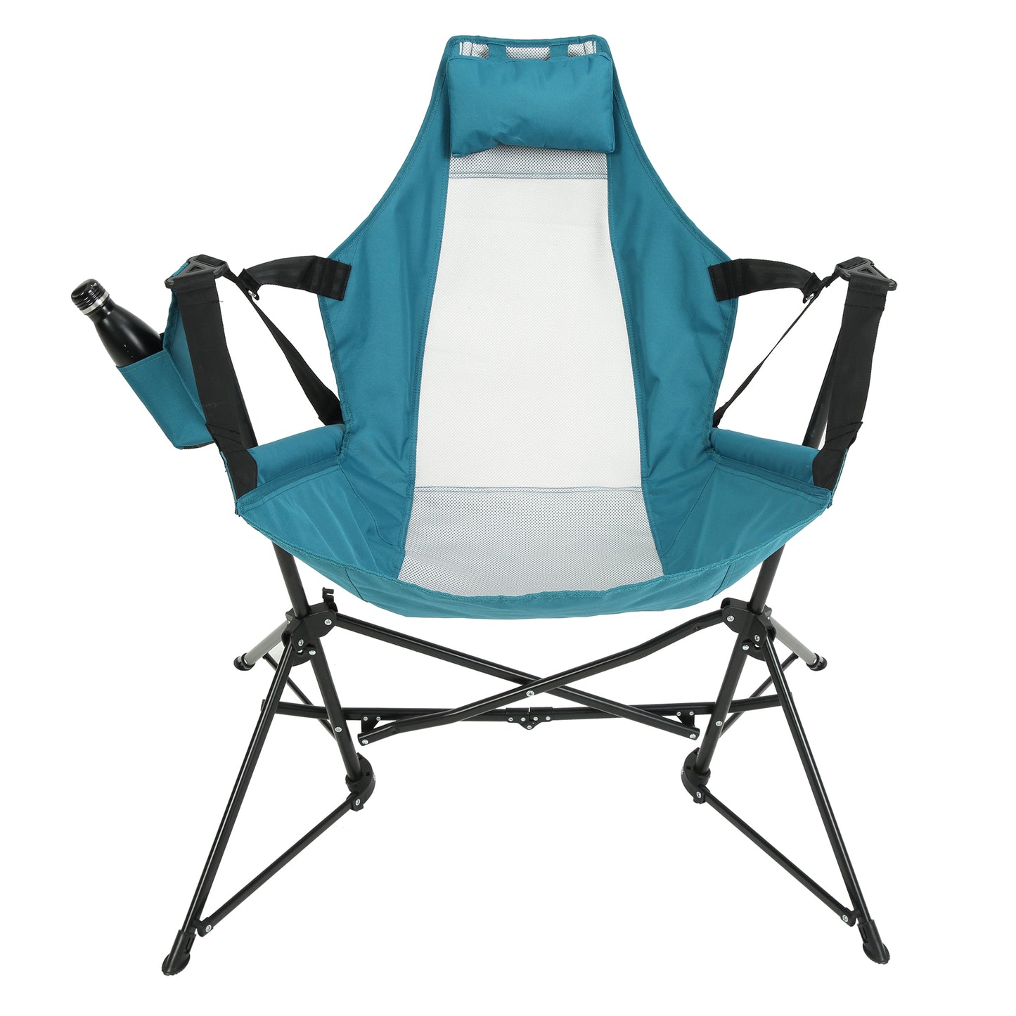 Blue Steel Folding Rocking Camping Chair - Outdoor Patio Set