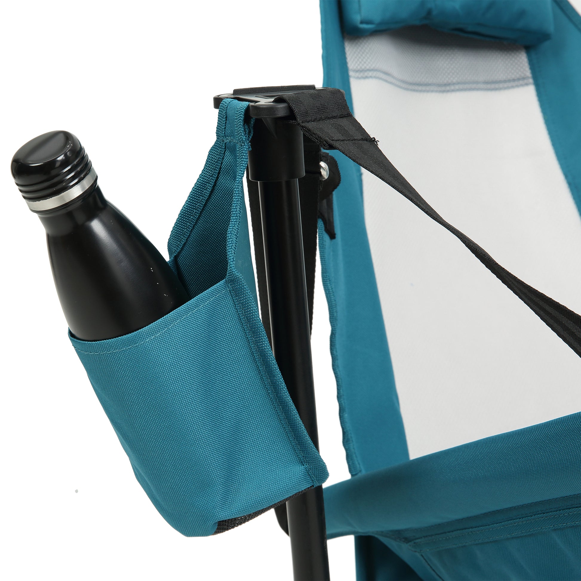 Blue Steel Folding Rocking Camping Chair - Outdoor Patio Set