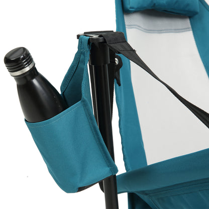 Blue Steel Folding Rocking Camping Chair - Outdoor Patio Set