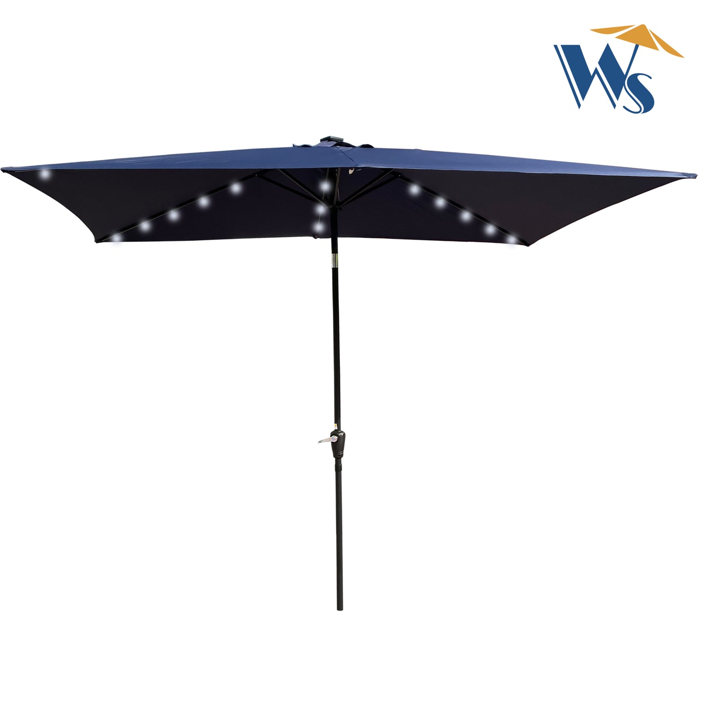 10x6.5ft Solar LED Rectangular Patio Umbrella with Crank and Tilt