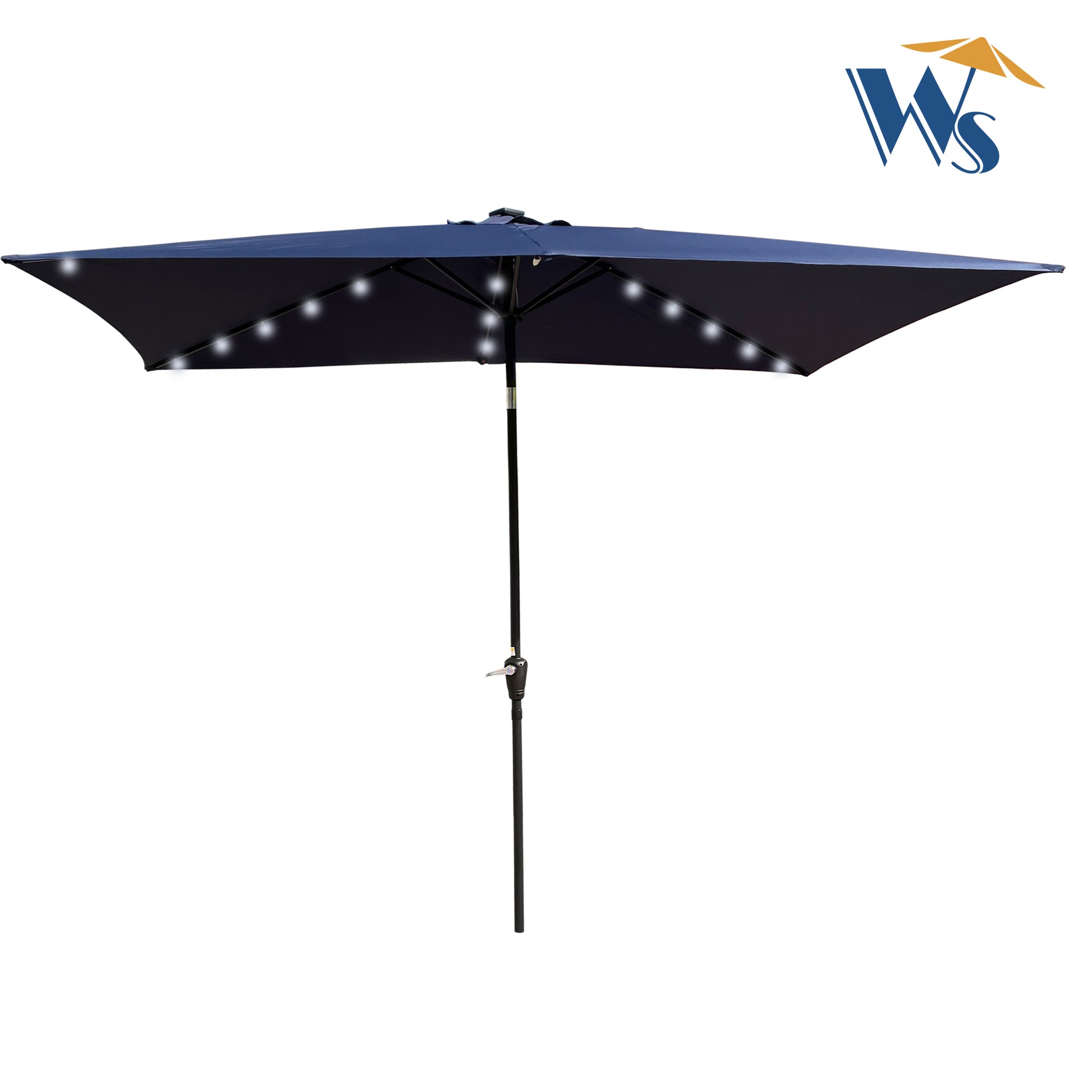10x6.5ft Solar LED Rectangular Patio Umbrella with Crank and Tilt