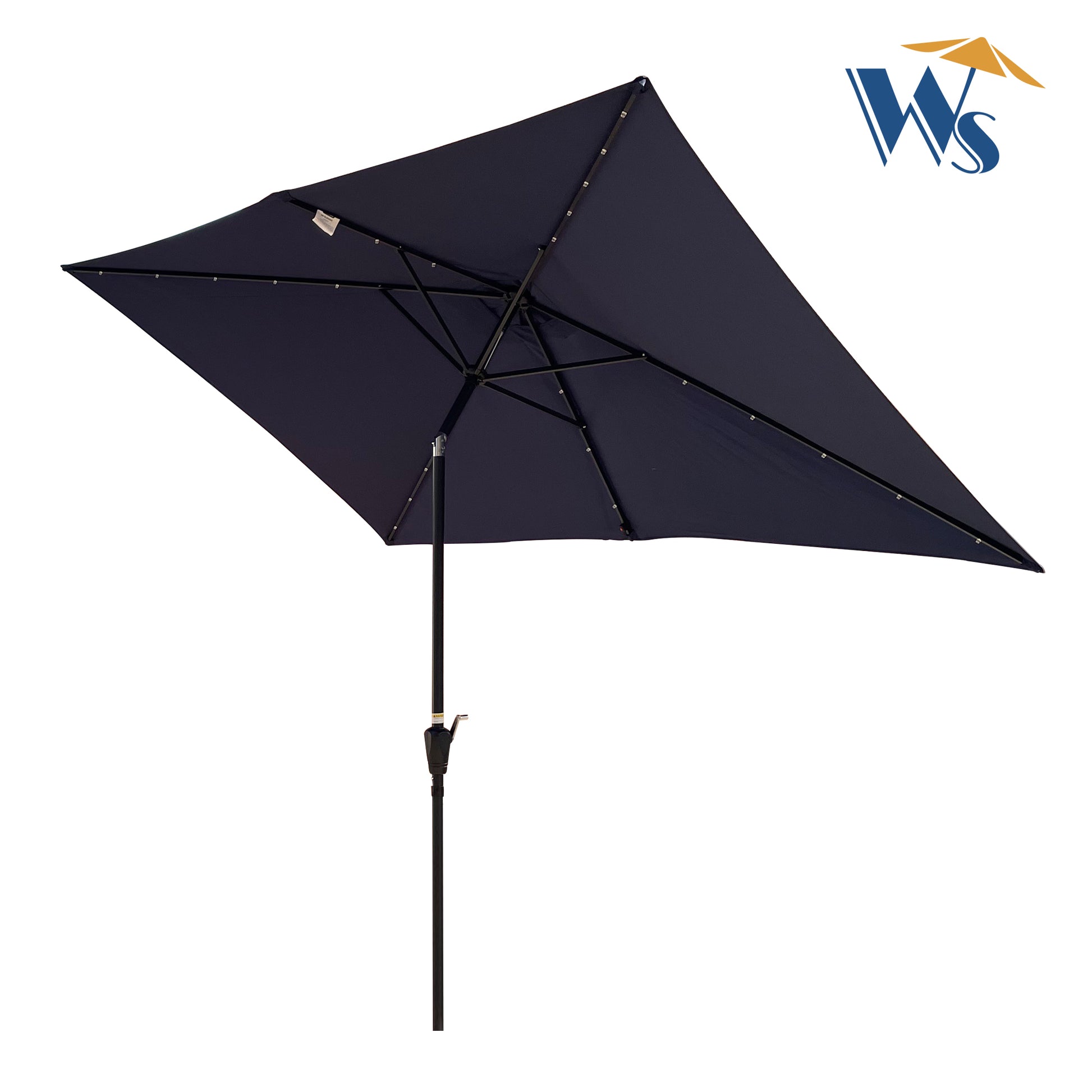 10x6.5ft Solar LED Rectangular Patio Umbrella with Crank and Tilt