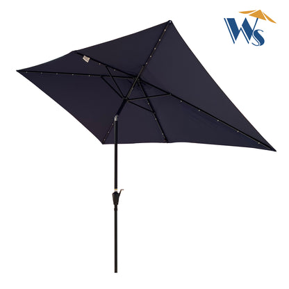 10x6.5ft Solar LED Rectangular Patio Umbrella with Crank and Tilt