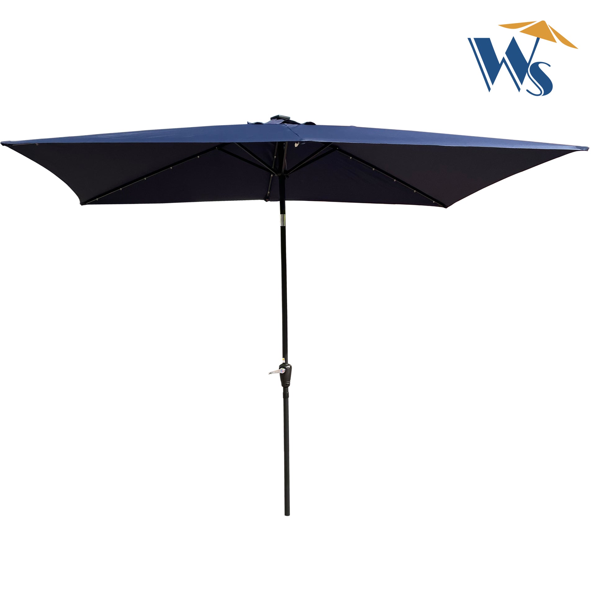 10x6.5ft Solar LED Rectangular Patio Umbrella with Crank and Tilt
