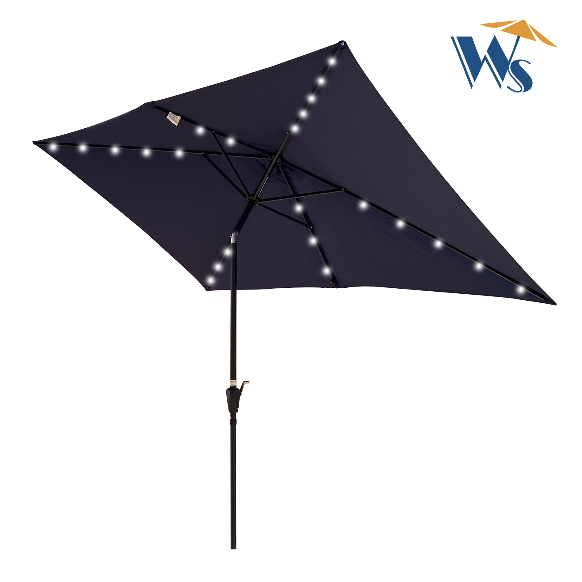10x6.5ft Solar LED Rectangular Patio Umbrella with Crank and Tilt