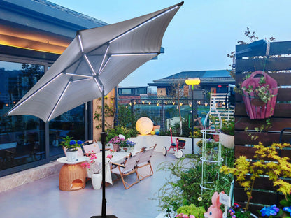 9FT UMBRELLA WITH LIGHT Blue and Stripes
