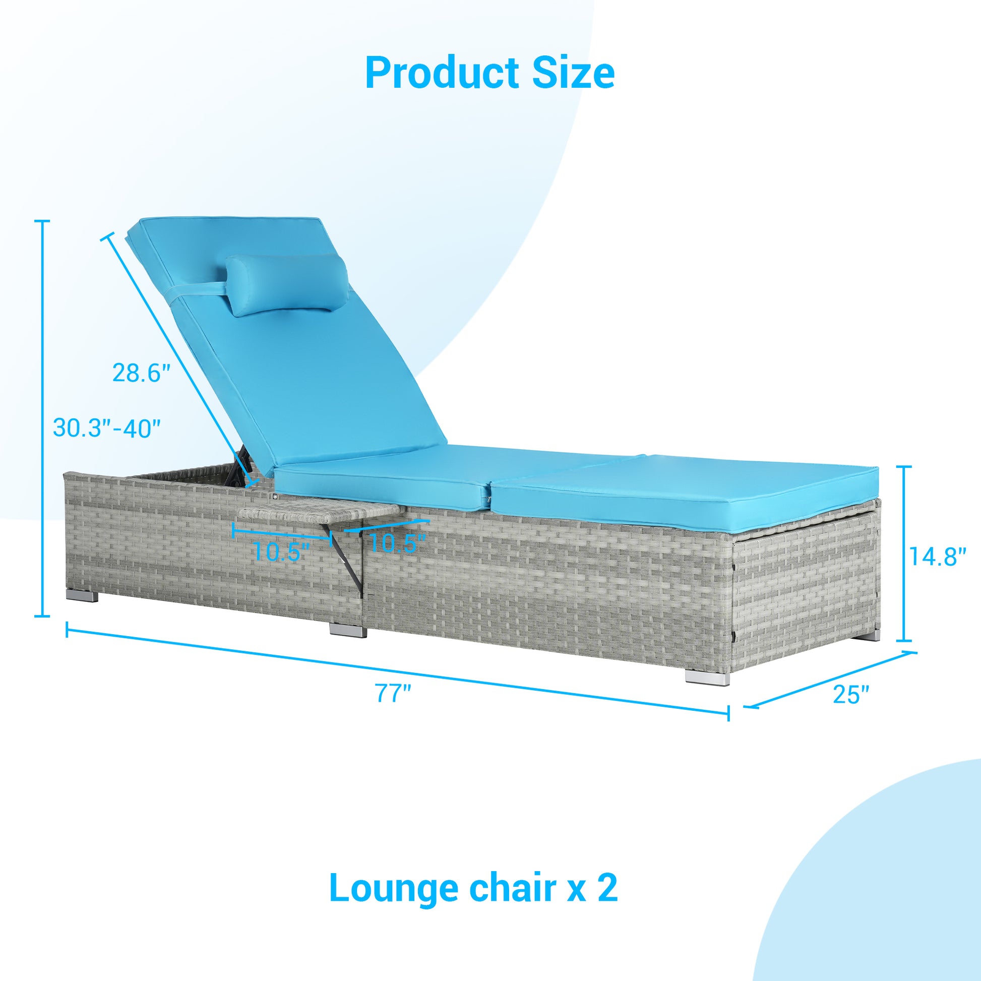 Gray PE Rattan Chaise Lounge Set for Garden Patio Relaxation