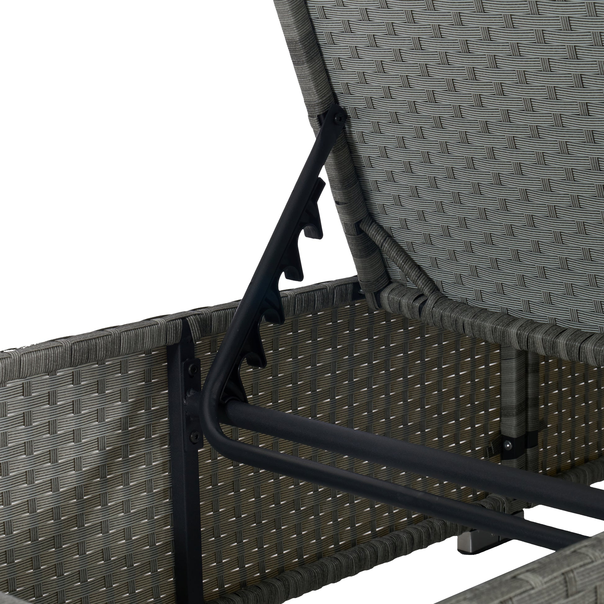 Gray PE Rattan Chaise Lounge Set for Garden Patio Relaxation