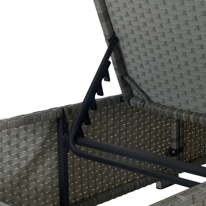 Gray PE Rattan Chaise Lounge Set for Garden Patio Relaxation