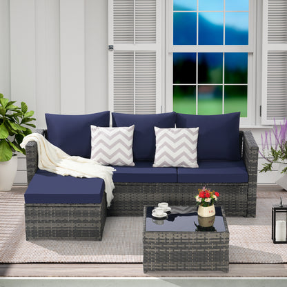 Dark Blue Outdoor Patio Set for Garden and Poolside Seating