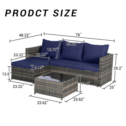 Dark Blue Outdoor Patio Set for Garden and Poolside Seating