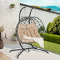 Double Egg Chair with Stand Hanging Indoor Outdoor Wicker Rattan Patio Basket Egg Swing Chair Hammock Egg Chairs with UV Resistant Cushions 600 lbs for Bedroom Balcony Patio