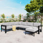 U_Style U-Shaped Outdoor Sectional Sofa Set with 5.9'' Ultra-Thick Cushions, All Weather 5-6 Seat Patio Conversation Sofa with Heavy-Duty Iron Frame,Suitable for Backyard, Garden,Poolside