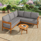 U_Style Acacia Solid Wood Patio Furniture Set, Outdoor Patio Conversation Furniture Set With 6 soft seat cushions and Backpack , All Weather Outdoor Patio Sofa with Arc frame  for Backyard, Garden.