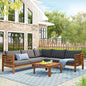 Acacia Wood Outdoor Sofa Set with Gray Cushions and Water-Resistant UV-Protected Fabric