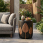 Copper-Tone Lightweight Concrete Outdoor Side Table for Patio, Porch, or Garden