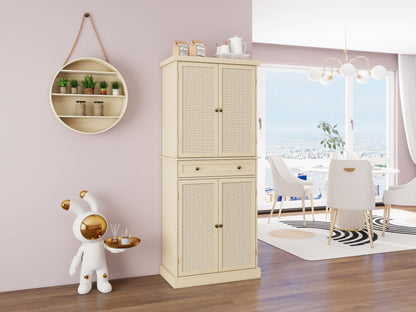4 Door Cabinet with 1 Drawer, with 4 Adjustable Inner Shelves, Storage Cabinet