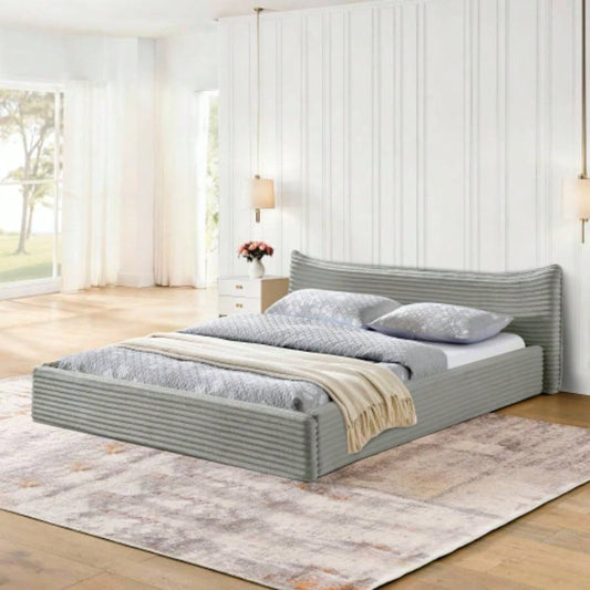 Size Upholstered Bed FrameAnd velvet fabric, Grounded Platform Bed with Decorative Curved Headboard and Solid Wood Frame, No Box Spring Required - 6887.7524.25