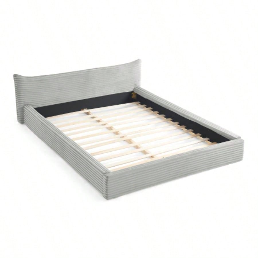 Size Upholstered Bed FrameAnd velvet fabric, Grounded Platform Bed with Decorative Curved Headboard and Solid Wood Frame, No Box Spring Required - 6887.7524.25
