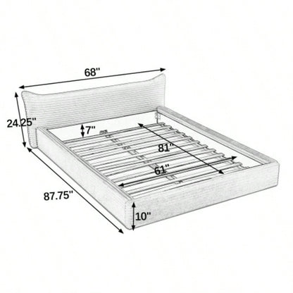 Size Upholstered Bed FrameAnd velvet fabric, Grounded Platform Bed with Decorative Curved Headboard and Solid Wood Frame, No Box Spring Required - 6887.7524.25
