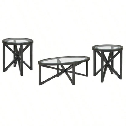 Modern simple glass coffee table, tempered glass coffee table solid wood base round transparent glass top modern living room terrace study coffee table