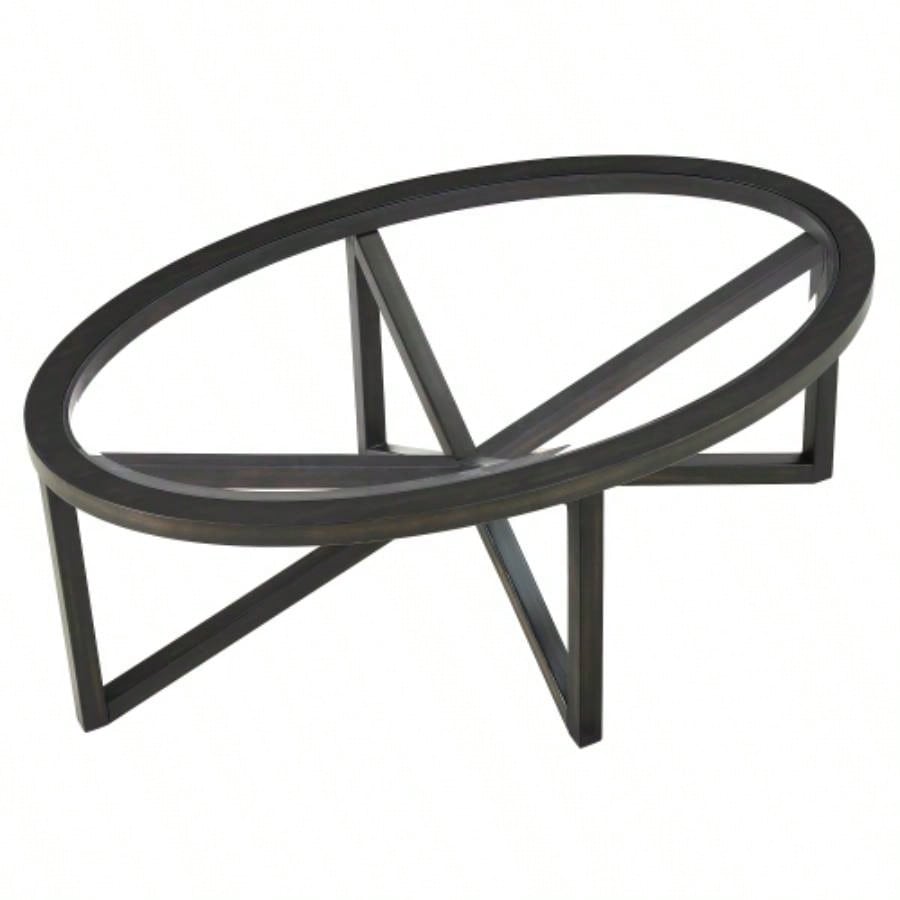 Modern simple glass coffee table, tempered glass coffee table solid wood base round transparent glass top modern living room terrace study coffee table