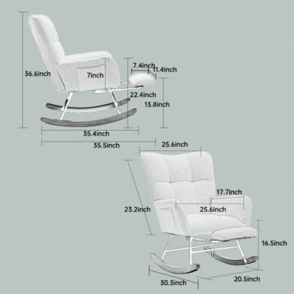Modern Nursery Rocking Chair, Upholstered Glider Chair with High Backrest, Rocker Accent Armchair with Solid Wood Nursery Bedroom Living Room GREEN