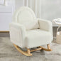 Accent Rocking Chair with Curved Back Pillow, Ultimate Comfort Your Home, Teddy Velvet, White