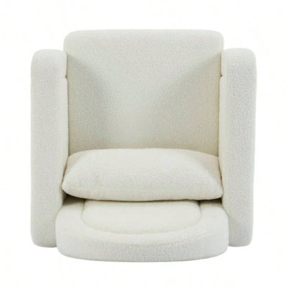 Accent Rocking Chair with Curved Back Pillow, Ultimate Comfort Your Home, Teddy Velvet, White