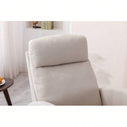 Rocking Chair, Modern Glider Chair, Recliner Armchair with Wood and Side Pocket, Nursery Rocking Accent Chair with High Back Living Room Bedroom Beige linen