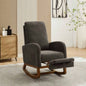 25.4 Rocking Chair Nursery, High Back Glider Chair with Retractable Footrest, Side Pocket, Rocking Accent Armchair with Rubber Wood Living Room/Bedroom. Charcoal