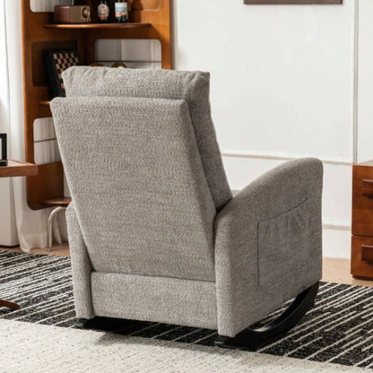 Accent Rocking Chair with Footrest High Back Rubber Wood Rocking Bedroom Living Space