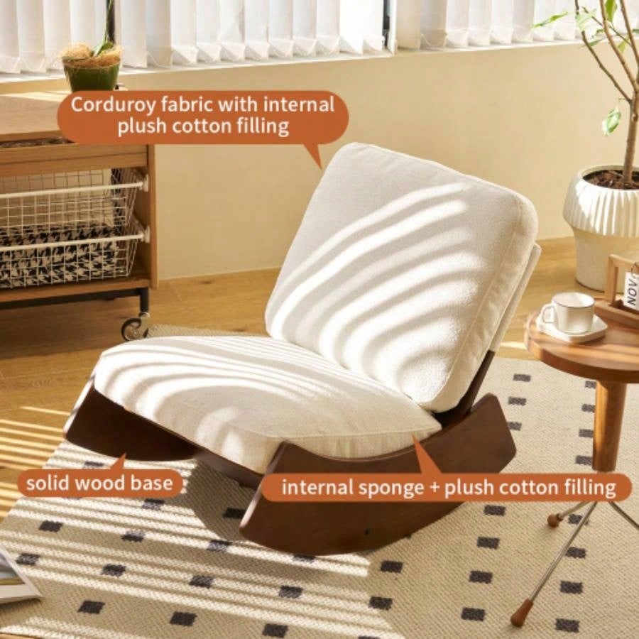 Comfortable Glider Rocking Chair, High - Quality Upholstery Glider Chair, Solid Wood Frame, Multiple Settings Accent Reading Chair Bedroom, Living Room, Nursery