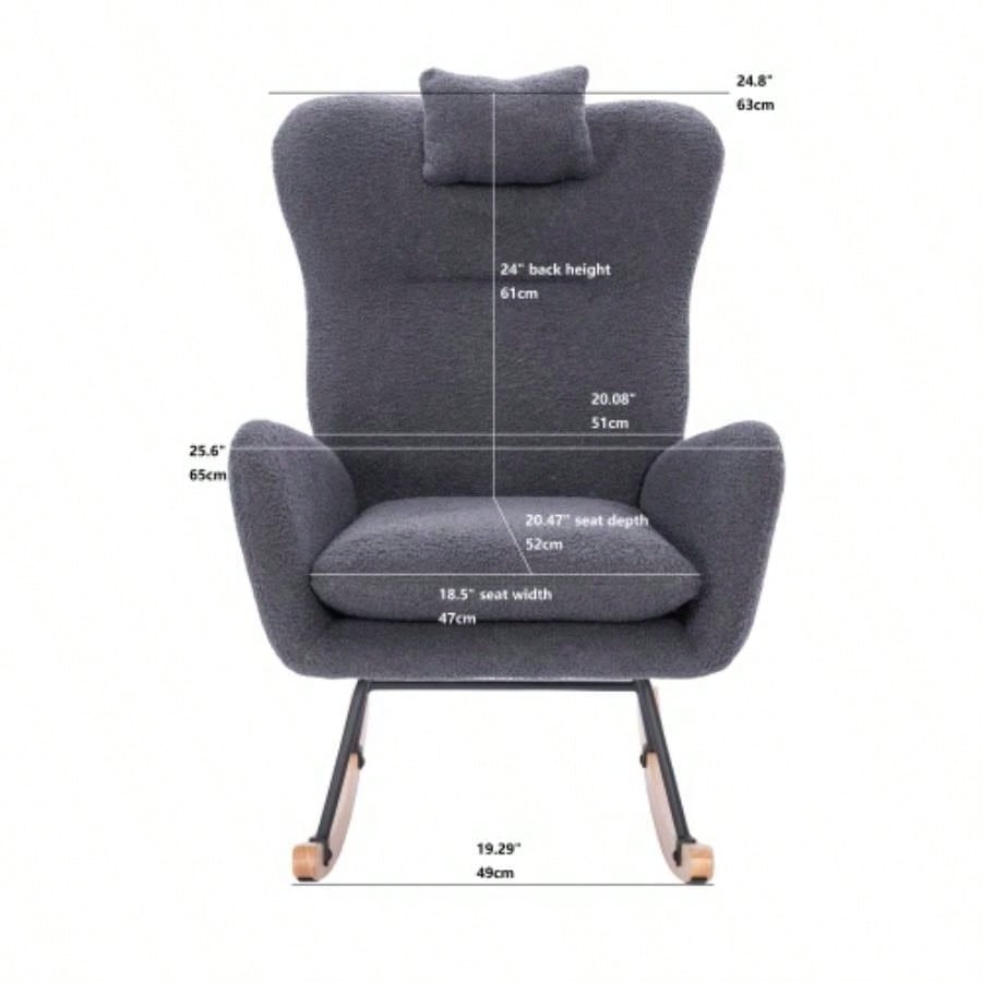 Teddy Upholstered Nursery Rocking Chair Living Room BedroomDARK Teddy