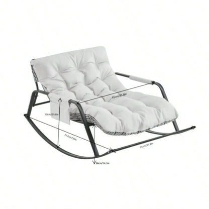 Rocking Chair with - Wide Technical leather Upholstered Gliding Chair Boucle Reclining Chair, Modern Accent Chair Living Room Nursery Bedroom - white