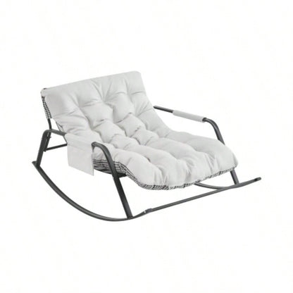 Rocking Chair with - Wide Technical leather Upholstered Gliding Chair Boucle Reclining Chair, Modern Accent Chair Living Room Nursery Bedroom - white