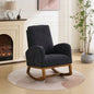27.2 Rocking Chair Nursery, Polyester Glider Chair with High Back and Side Pocket, Rocking Accent Armchair with Rubber Wood Living Room/Bedroom. Black