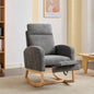 Modern Accent Rocking Chair Rocking Chair with Solid Wood, adjustable Footrest, Comfy Armchair with Side Pocket, Living Room Lounge Arm Chair with High Backrest