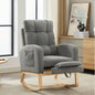 Modern Accent Rocking Chair Rocking Chair with Solid Wood, adjustable Footrest, Comfy Armchair with Side Pocket, Living Room Lounge Arm Chair with High Backrest