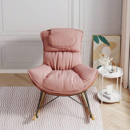 Leisure sofa single rocking chair, light luxury sofa chair, balcony leisure area single chair, comfortable and breathable characteristic chair, detachable and washable cushion Color: Pink