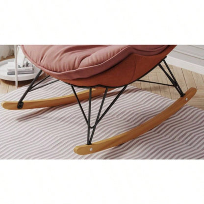 Leisure sofa single rocking chair, light luxury sofa chair, balcony leisure area single chair, comfortable and breathable characteristic chair, detachable and washable cushion Color: Pink