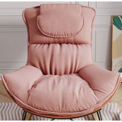 Leisure sofa single rocking chair, light luxury sofa chair, balcony leisure area single chair, comfortable and breathable characteristic chair, detachable and washable cushion Color: Pink