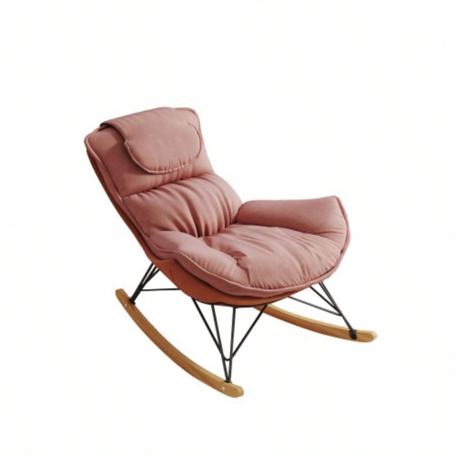 Leisure sofa single rocking chair, light luxury sofa chair, balcony leisure area single chair, comfortable and breathable characteristic chair, detachable and washable cushion Color: Pink