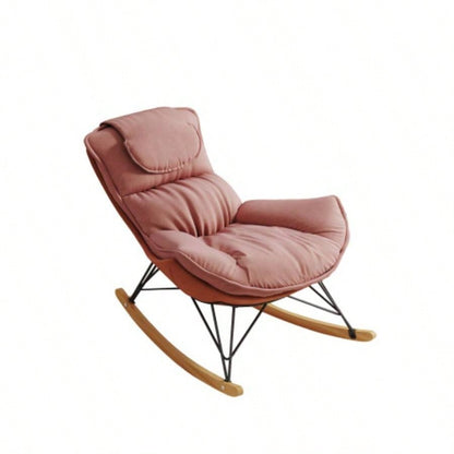 Leisure sofa single rocking chair, light luxury sofa chair, balcony leisure area single chair, comfortable and breathable characteristic chair, detachable and washable cushion Color: Pink