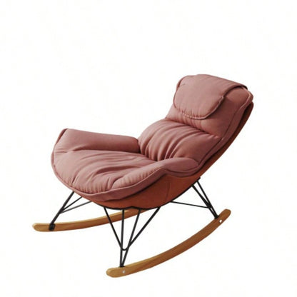 Leisure sofa single rocking chair, light luxury sofa chair, balcony leisure area single chair, comfortable and breathable characteristic chair, detachable and washable cushion Color: Pink