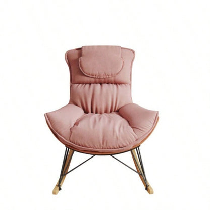 Leisure sofa single rocking chair, light luxury sofa chair, balcony leisure area single chair, comfortable and breathable characteristic chair, detachable and washable cushion Color: Pink