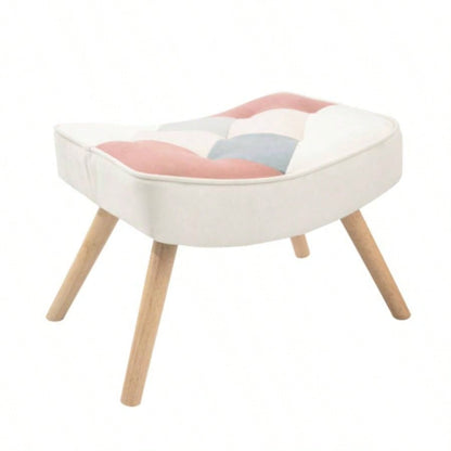 Rocking Chair with ottoman, Mid Fabric Rocker Chair with Wood and Patchwork Linen Livingroom Bedroom