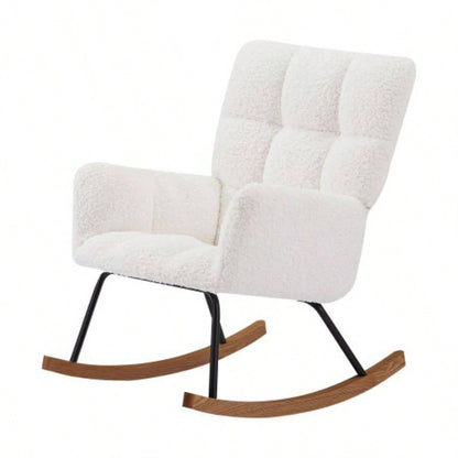 Comfy Upholstered Lounge Chair Rocking Chair with High Backrest, Nursing, Reading, Napping
