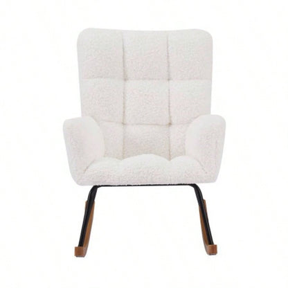 Comfy Upholstered Lounge Chair Rocking Chair with High Backrest, Nursing, Reading, Napping